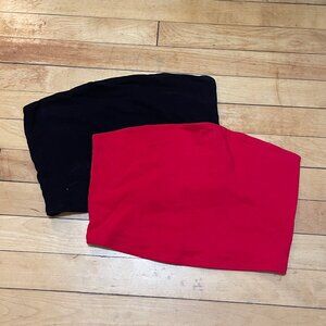 Set of 2 Red & Black Tube Crop Tops